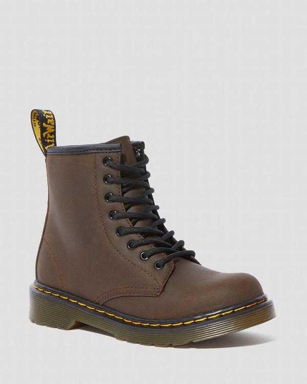 Dr Martens Dětské Kotníkové Boty Junior Fur-lined 1460 Serena Tmavě Hnědé, CZ-271385